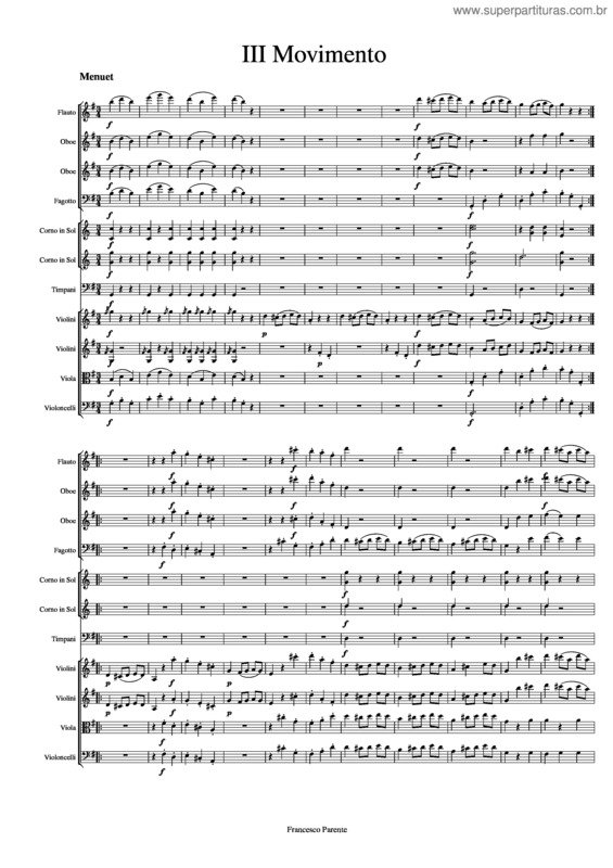 Partitura da música J. Haydn Sinfonia N 54 Iii Movimento