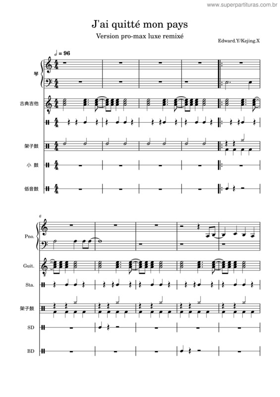 Partitura da música J`Ai Quitté Mon Pays – Enrico Macias
