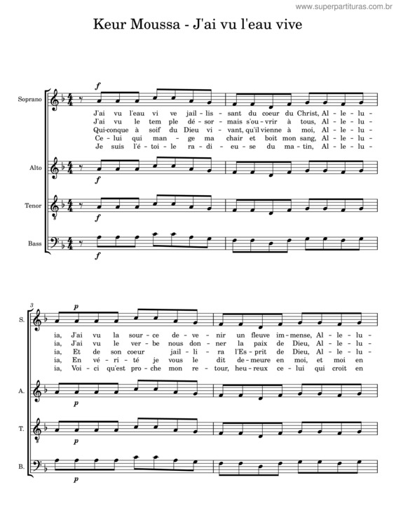 Partitura da música J`Ai Vu L`Eau Vive v.3