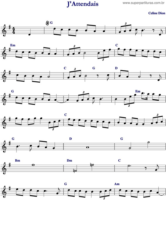 Partitura da música J'attendais v.3