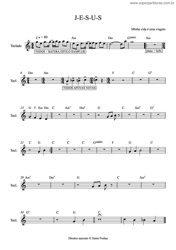 Partitura da música J-E-S-U-S