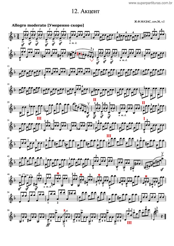 Partitura da música J.F.Mazas Violin Etude No 12