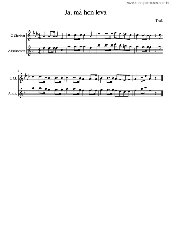 Partitura da música Ja, Må Hon Leva