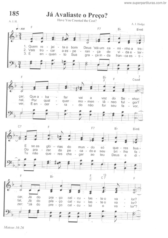 Partitura da música Já Avaliaste O Preço?