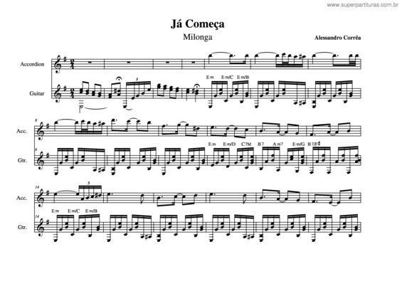 Partitura da música Já começa