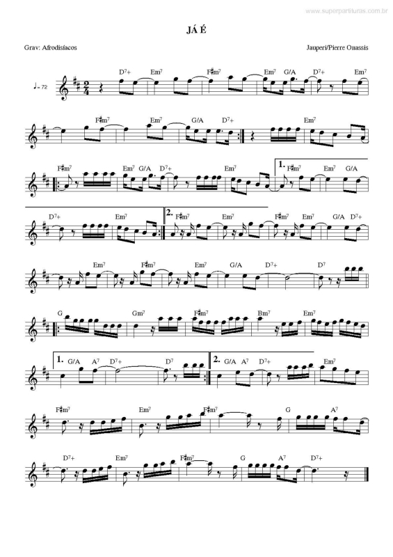 Partitura da música Já é