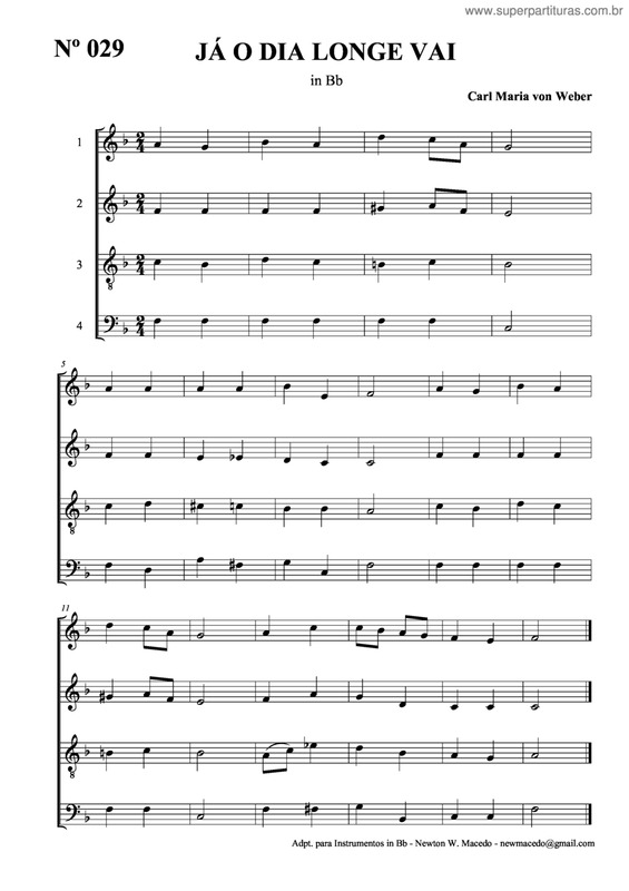 Partitura da música Já O Dia Longe Vai v.2