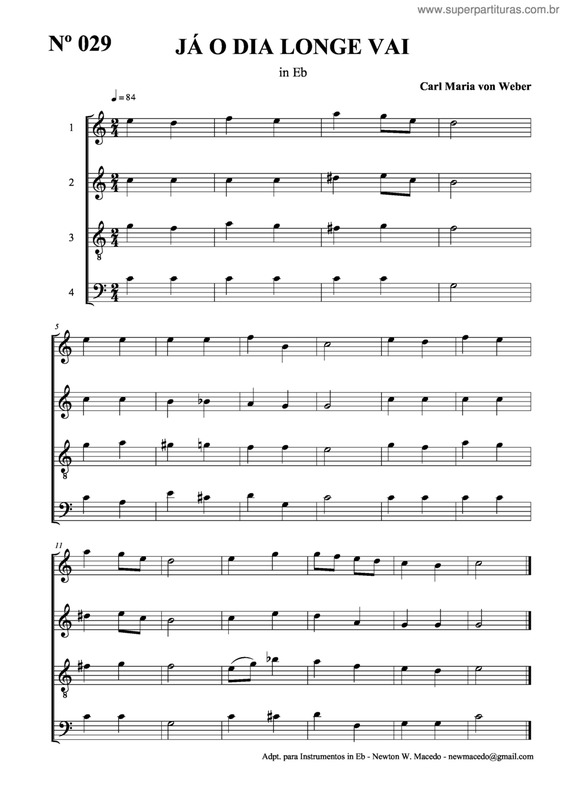 Partitura da música Já O Dia Longe Vai v.3