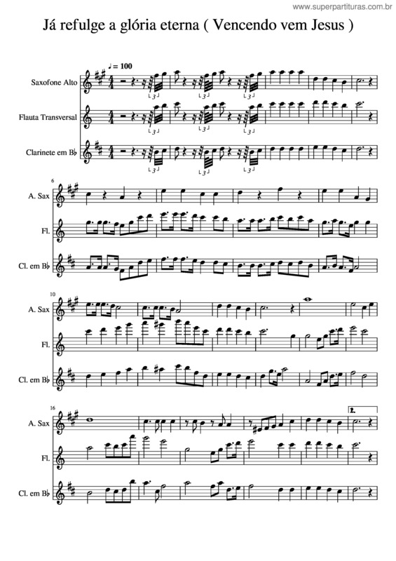 Partitura da música Já Refulge A Glória Eterna
