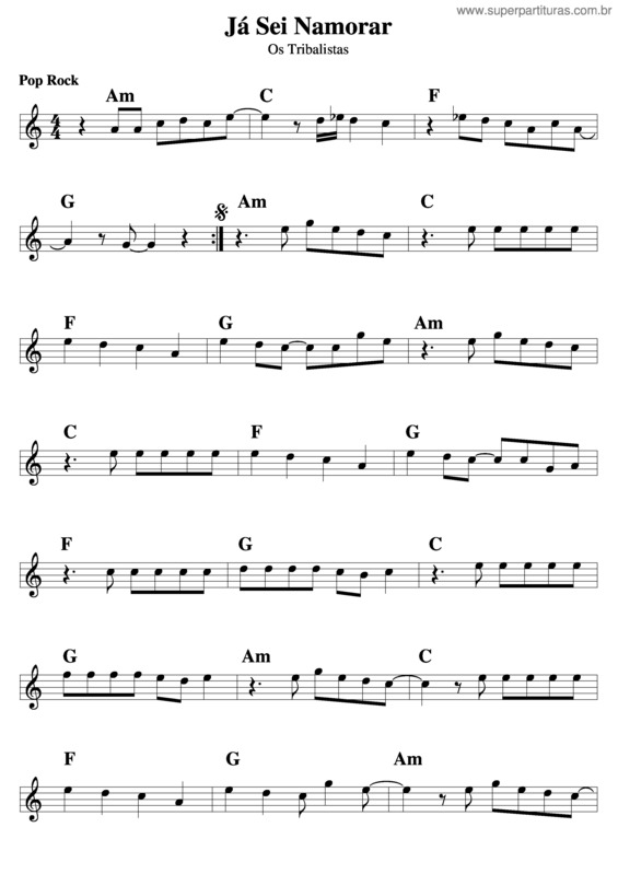 Partitura da música Ja Sei Namorar v.3