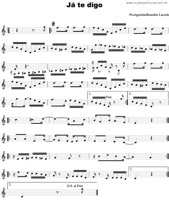 Partitura da música Já Te Digo