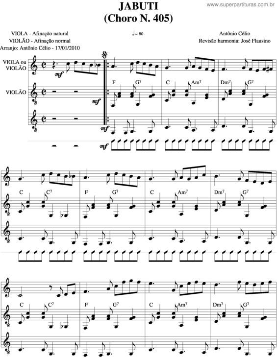 Partitura da música Jabutí v.2