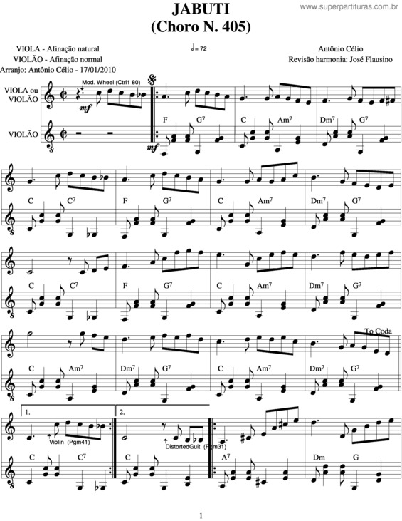 Partitura da música Jabuti v.3