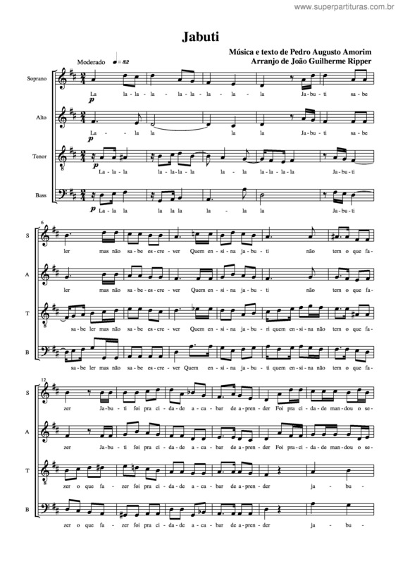 Partitura da música Jabuti