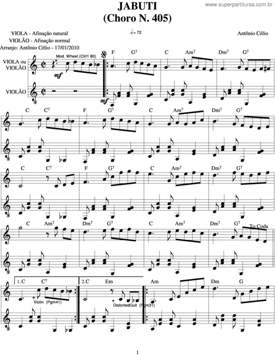 Partitura da música Jabutin