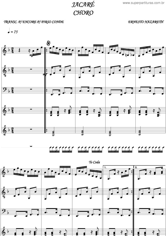Partitura da música Jacaré v.4