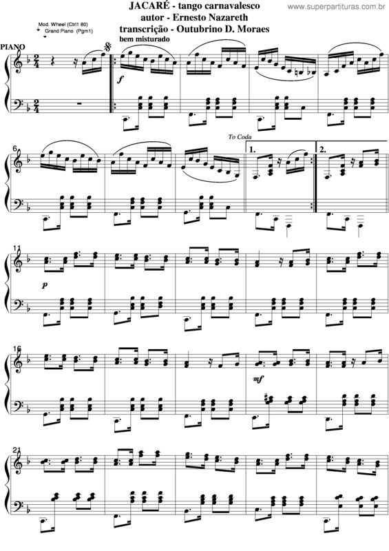 Partitura da música Jacaré v.6