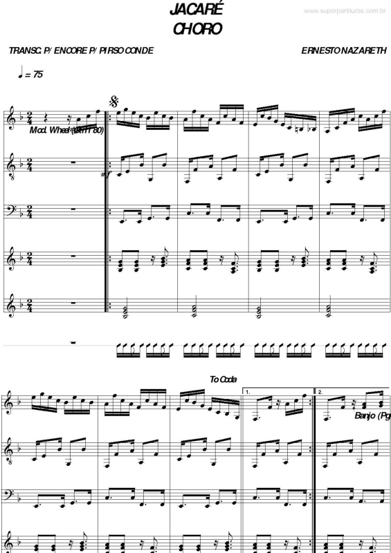 Partitura da música Jacaré