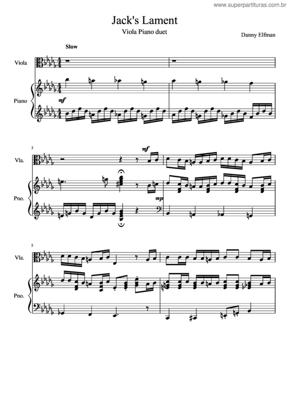 Partitura da música Jack`S Lament: Viola And Piano Duet