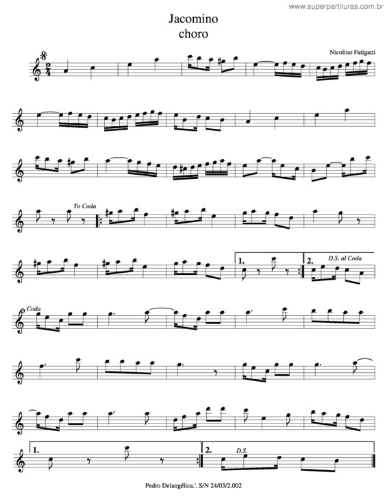 Partitura da música Jacomino