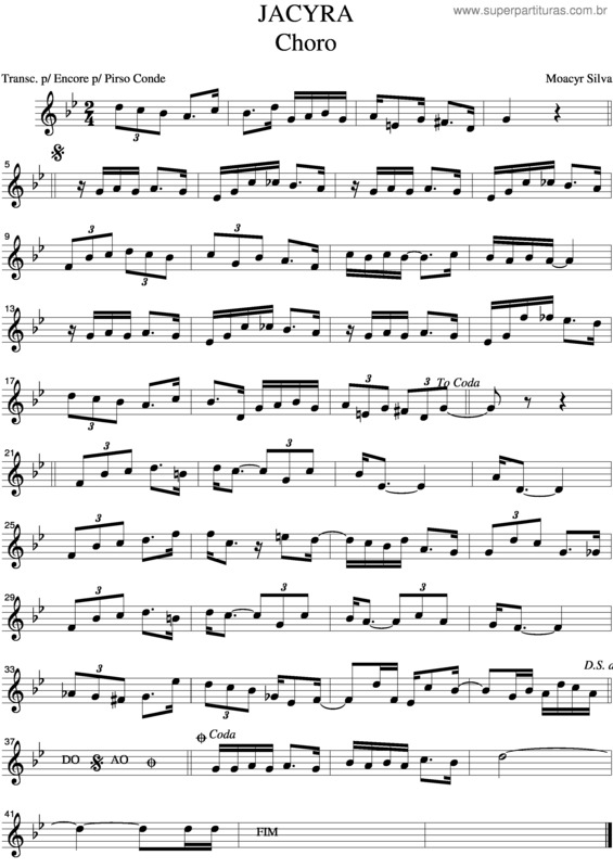 Partitura da música Jacyra