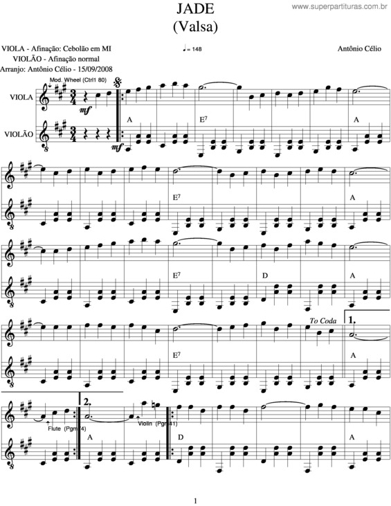 Partitura da música Jade v.3