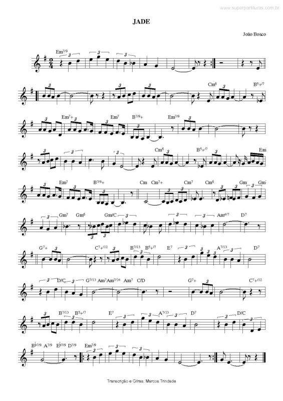 Partitura da música Jade