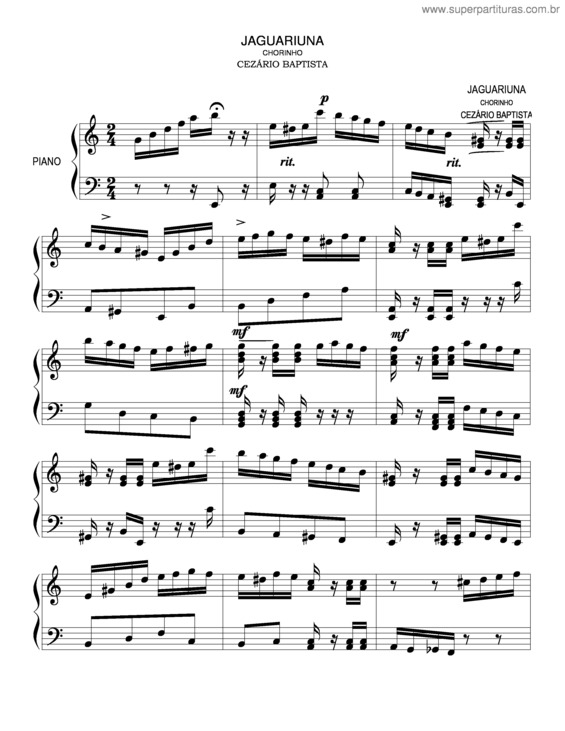 Partitura da música JÁguariuna