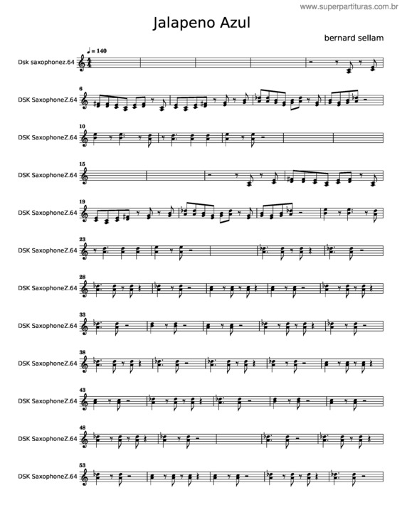 Partitura da música Jalapeno Azul – Bernard Sellam