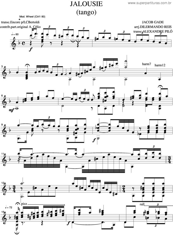 Partitura da música Jalousie 