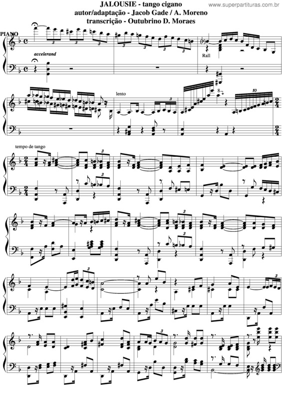 Partitura da música Jalousie v.2