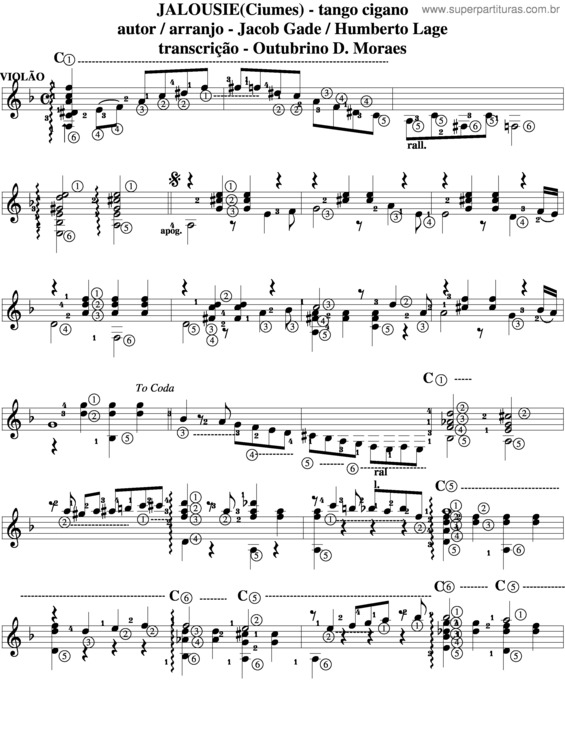 Partitura da música Jalousie v.3