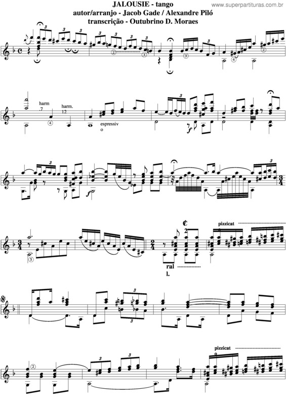 Partitura da música Jalousie