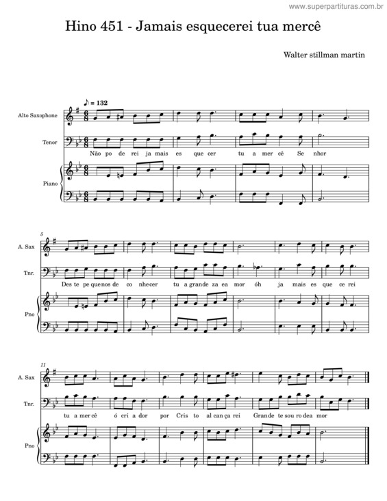 Partitura da música Jamais Esquecerei Tua Mercê – Walter Stillman Martin v.3