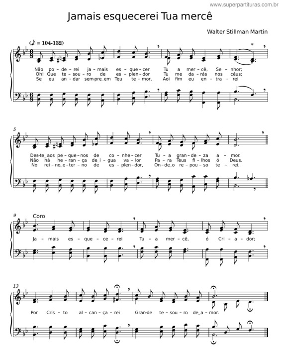 Partitura da música Jamais Esquecerei Tua Mercê – Walter Stillman Martin