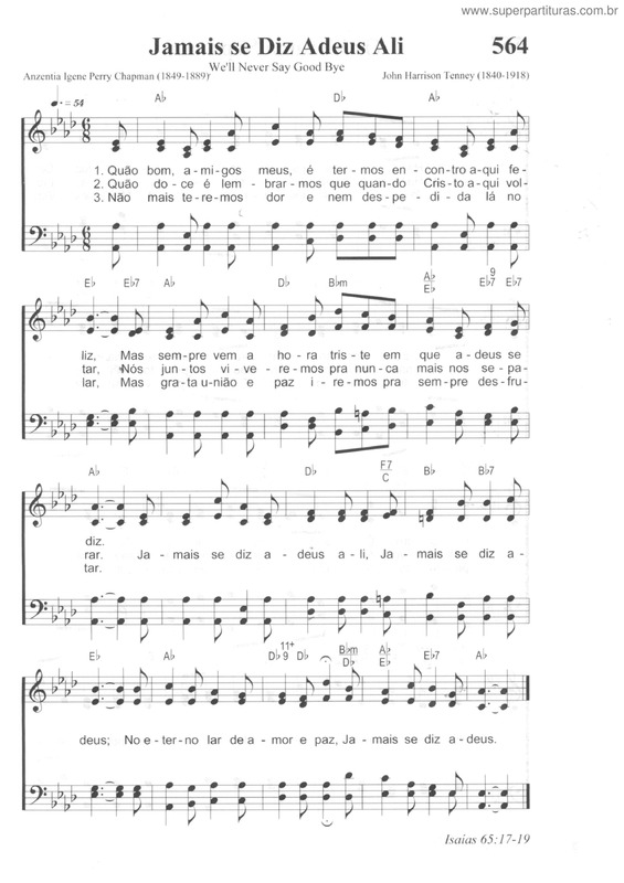 Partitura da música Jamais Se Diz Adeus Ali