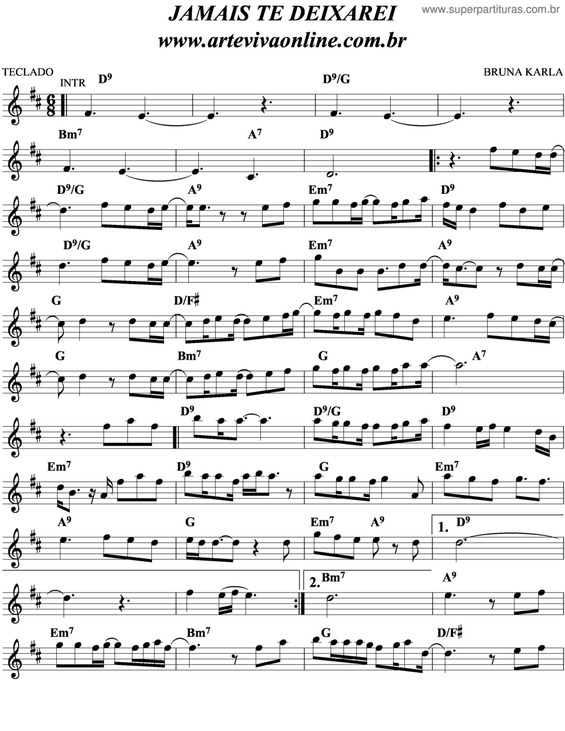 Partitura da música Jamais Te Deixarei