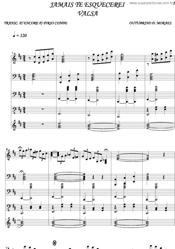 Partitura da música Jamais Te Esquecerei v.2