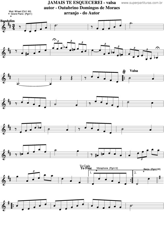 Partitura da música Jamais Te Esquecerei v.3