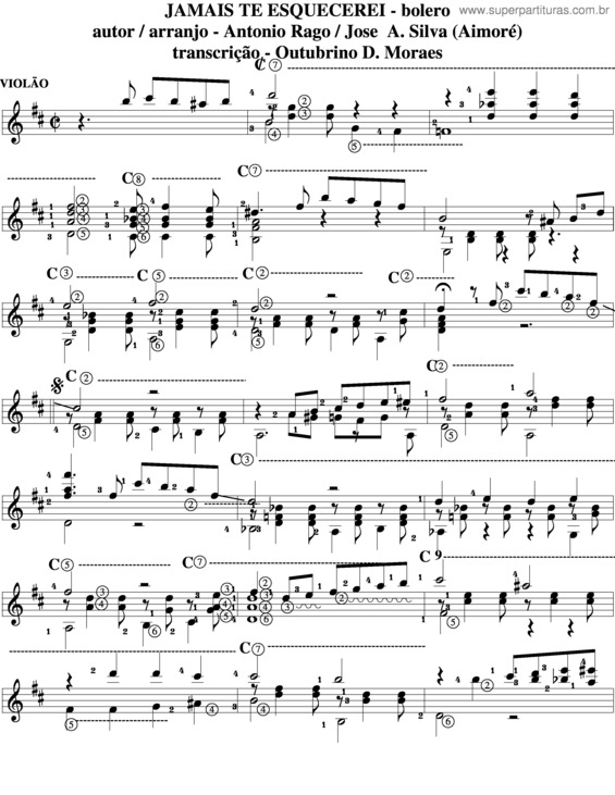 Partitura da música Jamais Te Esquecerei