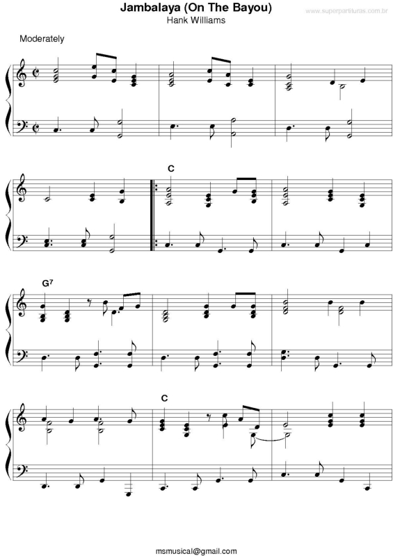 Partitura da música Jambalaya (On The Bayou)