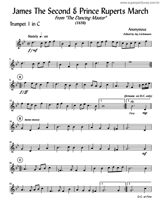 Partitura da música James The Second E Prince Ruperts March