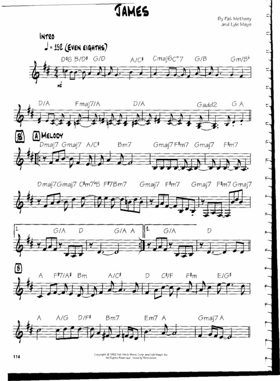 Partitura da música James