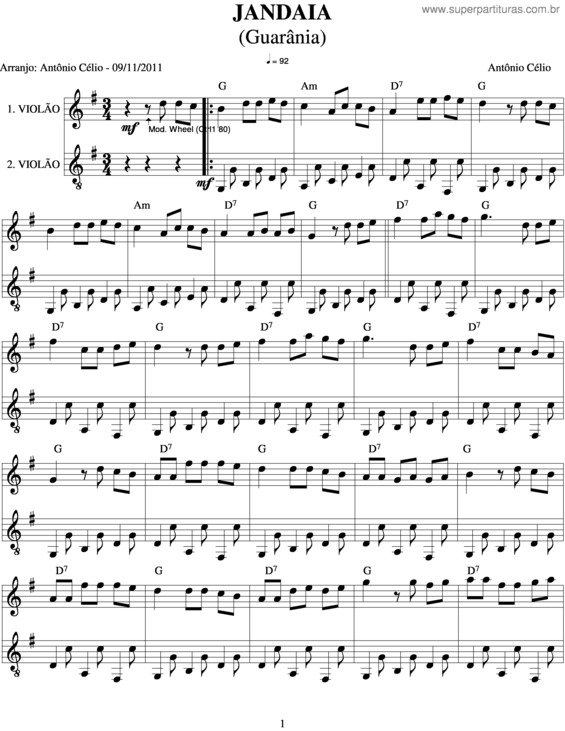 Partitura da música Jandaia v.2