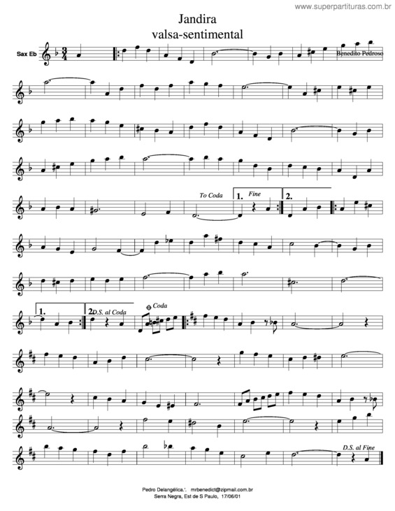 Partitura da música Jandira