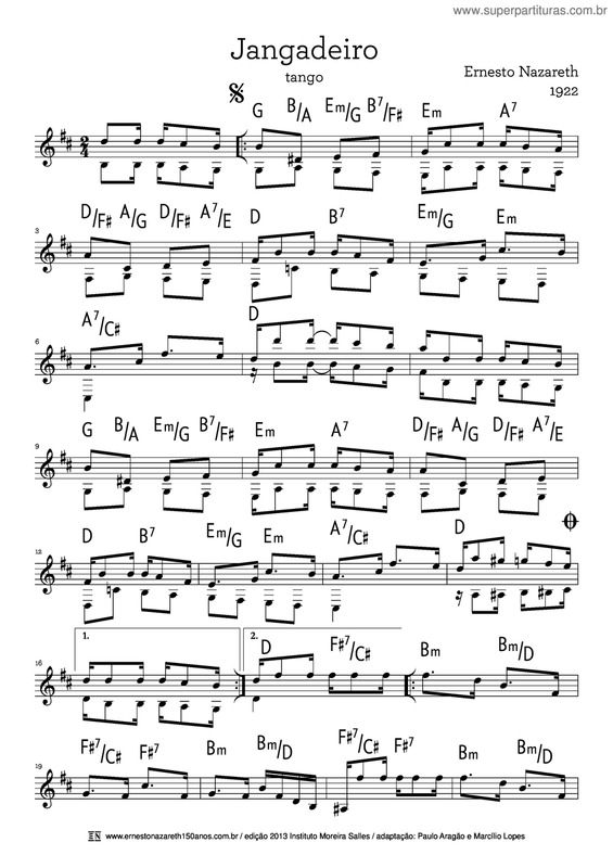 Partitura da música Jangadeiro v.2