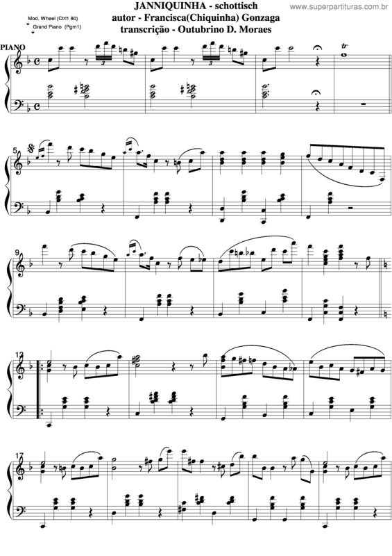 Partitura da música Janniquinha