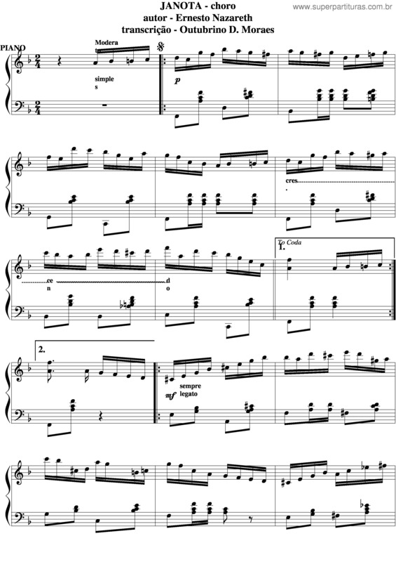 Partitura da música Janota