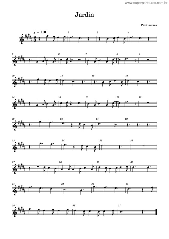 Partitura da música Jardín – Paz Carrara Jardín
