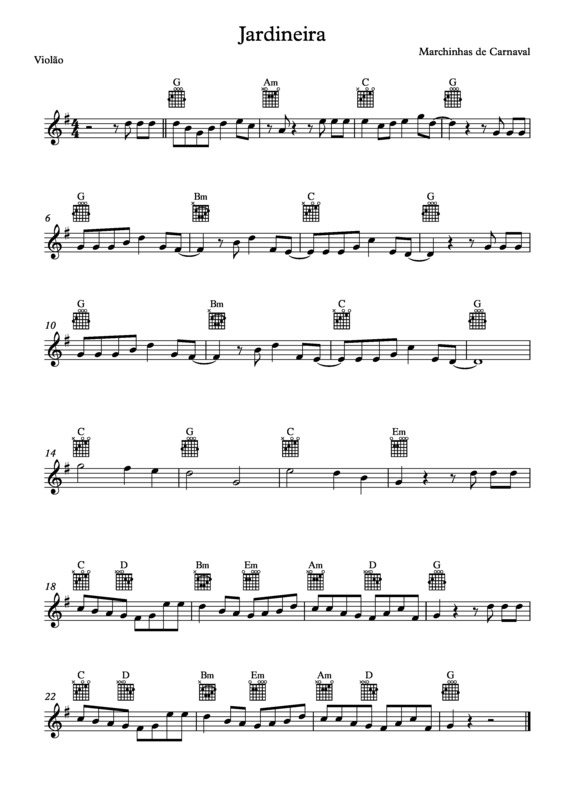 Partitura da música Jardineira v.16